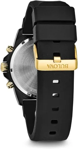 Miniatura 3 de Bulova Reloj de cuarzo para hombre de la serie Marine Star, con iones plateados en negro y oro rosa, acero inoxidable, cronógrafo de 6 manos, correa