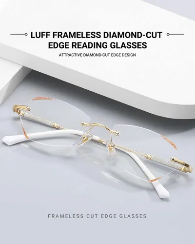 Miniatura 3 de LUFF Rimless Reading Glasses for Women, Fashion Lightweight Anti Blue Light Readers Classic Metal Comfortable Frame Glasses