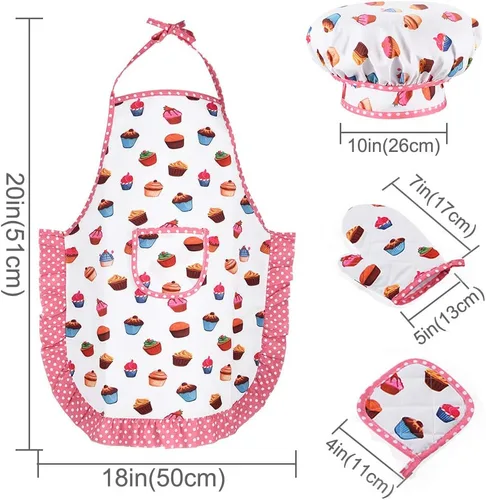 Miniatura 5 de HmiL-U Juego de chef para niños, 13 piezas, juegos de cocina y horneado para niños, incluye delantal, sombrero, utensilios, guante de cocina