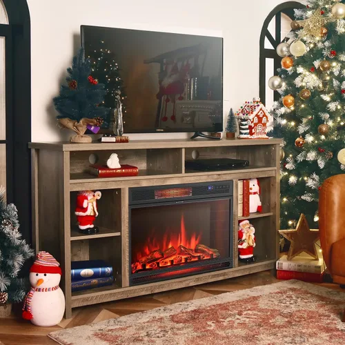 Miniatura 2 de Tangkula Chimenea eléctrica empotrada de 28 pulgadas, calentador de chimenea de 900/1350 W con temperatura ajustable, función de temporizador, 3