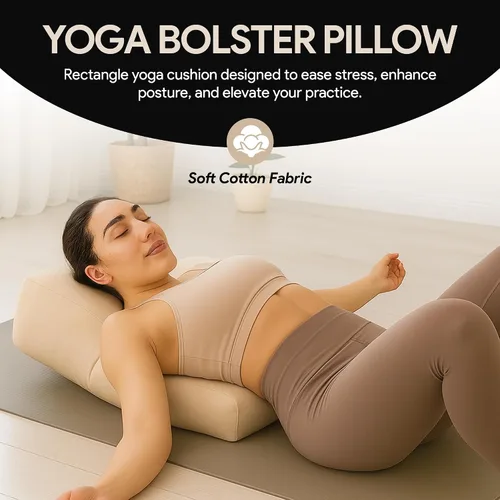 Miniatura 5 de Almohada rectangular de yoga para meditación, yoga y apoyo de espalda, cojín de meditación suave con funda de algodón extraíble para lavar a mano
