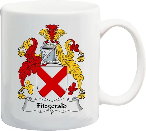 Carpe Diem Designs Fitzgerald Shield of Arms/Fitzgerald Family Crest - Taza de cerámica para café/cacao de 11 onzas, fabricada en los Estados Unidos
