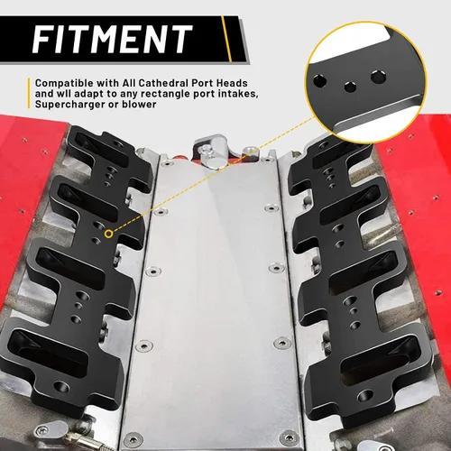 Miniatura 2 de LS1 Placas adaptadoras de colector de admisión rectangular para culata de puerto catedral a LS3 LSA ZL1 CTS-V (negro)
