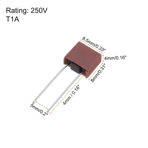 Miniatura 2 de uxcell 30pcs DIP montado en miniatura cuadrado lento golpe micro fusible para piezas electrónicas PCB LCD reparación, T1A 1A 250V, rojo