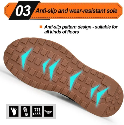 Miniatura 4 de LAoutun Zapatos de punta de acero para hombres y mujeres, zapatos de trabajo de seguridad indestructibles, ligeros, con puntera de acero