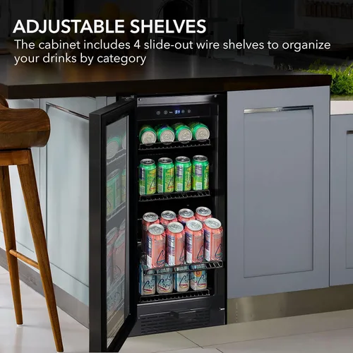 Miniatura 5 de Whynter BBR-801BG Refrigerador de Bebidas Empotrable y Enfriador Mini Nevera con Puerta de Vidrio con Cerradura, 3.0 Pies Cúbicos, Negro, 100