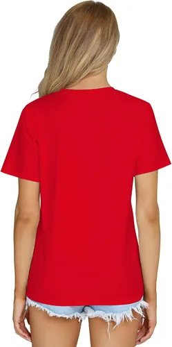Miniatura 5 de RightPerson Camisetas de verano básicas de manga corta con cuello redondo y cuello redondo para mujer