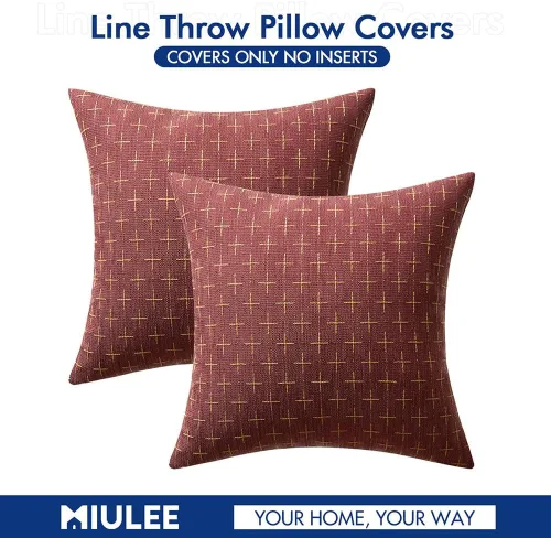 Miniatura 160 de MIULEE - Juego de 2 fundas de almohada decorativas de lino de arpillera navideñas, modernas, estilo campestre, rústicas, tejidas, con textura