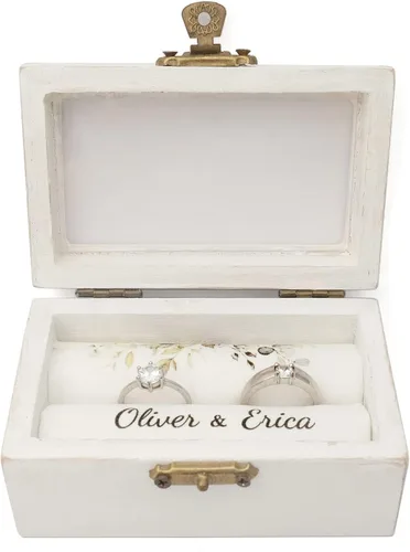 Miniatura 5 de Caja de anillo de boda personalizada, caja de anillo de boda, caja de anillo de ceremonia de boda personalizada, caja de anillo de compromiso, caja