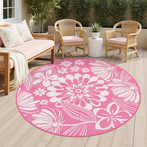 Miniatura 21 de Ileading Alfombra de Paja de Plástico para Exteriores 5x8 pies Estilo Floral Divertido Alfombras de Área Reversibles para Patio Impermeables