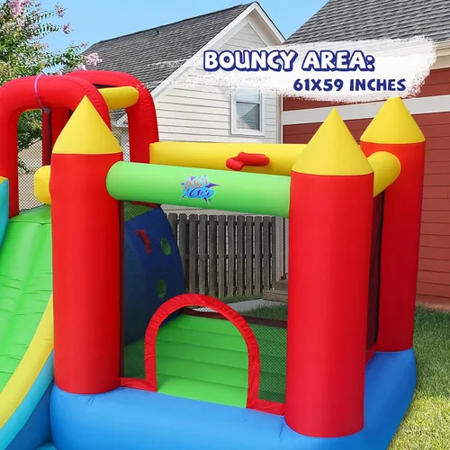 Miniatura 5 de Casa de rebote inflable Action Air con soplador, gran área de salto y tobogán, castillo hinchable duradero y extra grueso para niños, diversión