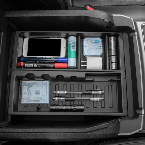 JDMCAR Compatible con Accesorios Ford F150 (2015-2020) /F250 F350 F450 (2017-2022) / Expedition 2018-2022 Organizador de Consola Central, Caja de