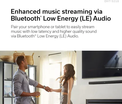 Miniatura 4 de Denon Barra de sonido DHT-S218 para Smart TV (Negro), 2.1 canales, audio 3D con Dolby Atmos, 2 subwoofers integrados, doble rango medio y tweeters