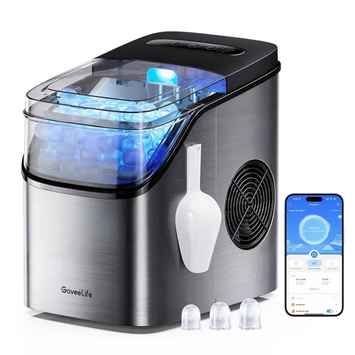 Miniatura 10 de GoveeLife - Máquina inteligente para hacer hielo de encimera, máquina portátil para hacer hielo con control de voz, 9 cubos de hielo en 6 minutos, 3