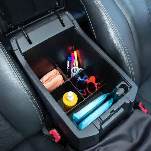 Miniatura 3 de JDMCAR Compatible con accesorios Toyota 4Runner 2010-2024 Organizador de consola central, divisor de compartimento de materiales de ABS negro Negro