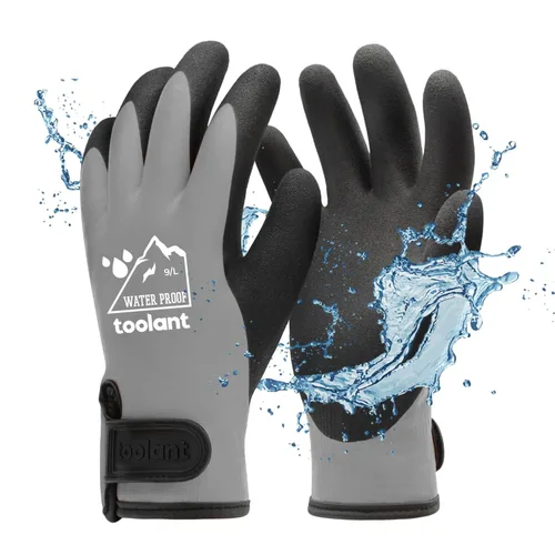 Miniatura 42 de Guantes impermeables para hombres y mujeres, guantes para congelador con agarre, doble recubrimiento de nitrilo para repelente extremo al aceite