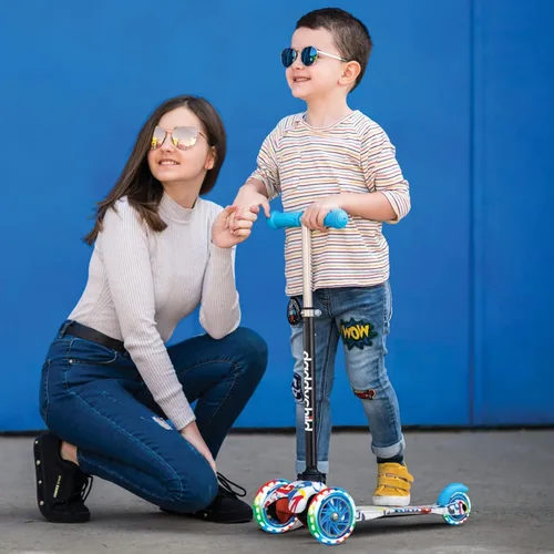 Miniatura 8 de 3-Wheel Kick Scooter for Kids Ages 3-8 Lean-to-Steer Toddler Scooter with Extra Wide Light Up Wheels, 4 Adjustable Heights, Foldable Scooters for