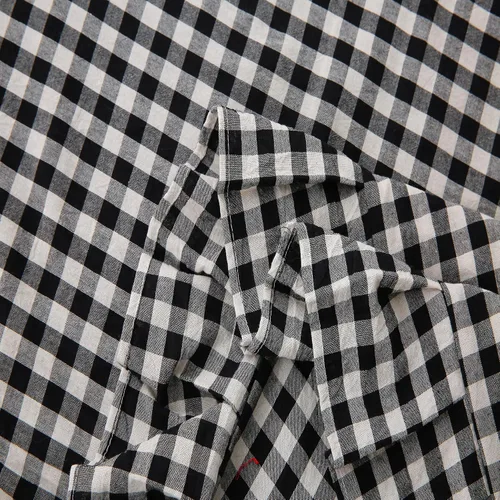 Miniatura 6 de Fundas de almohada cuadradas a cuadros en blanco y negro con volantes, fundas de almohada a cuadros, fundas de almohada de gingham, fundas