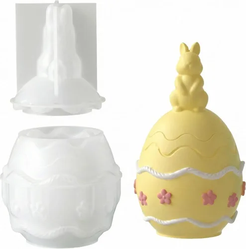 Miniatura 15 de Molde de silicona para tarro de vela de huevo de conejo de Pascua, molde de resina de huevo de conejo 3D para velas, taza de almacenamiento