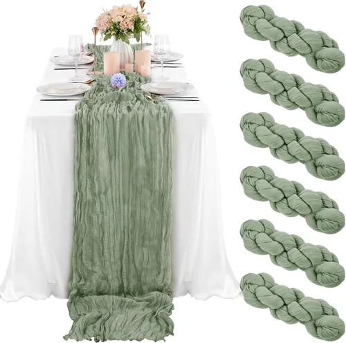 Miniatura 44 de 10 piezas de camino de mesa de estopilla en azul bebé 10 pies, camino de mesa de gasa para recepción de boda, despedida de soltera, fiesta