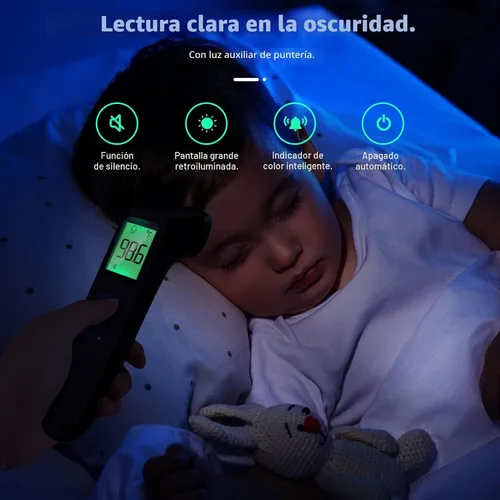 Miniatura 6 de Termómetro sin contacto para adultos y niños, termómetro digital para bebés con alarma de fiebre, resultado rápido en 1 segundo, fácil de usar, modo