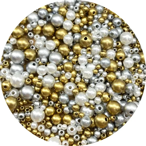 Miniatura 10 de Cuentas de perlas mixtas de 30 a 0.315 in, perlas redondas sueltas de satén, cuentas de plástico para hacer joyas, aretes, pulseras, collares