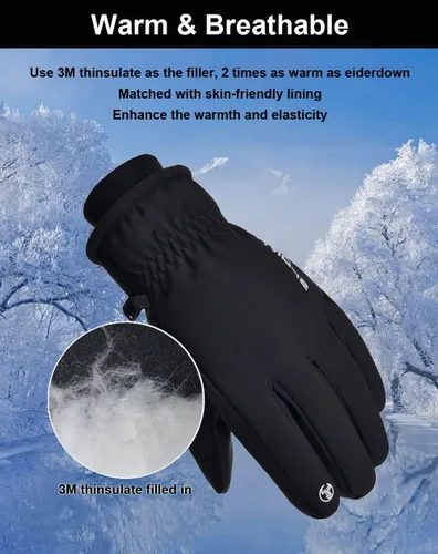 Miniatura 4 de SUJAYU Guantes de invierno para hombres y mujeres, guantes de pantalla táctil, guantes de motos de nieve, guantes de esquí, guantes de snowboard