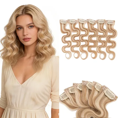 Miniatura 31 de Benehair 6 extensiones de cabello corto con clip, 100% cabello humano real, sin costuras e invisibles, para mujeres, con volumen instantáneo