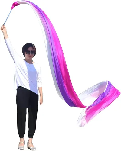 Miniatura 12 de Winged Sirenny 4.4yds Colorful Flowy Soft Silk Ribbon Throw Streamer with Rod,Church Liturgical Praise Worship Adoration Dance Ribbon Beginners
