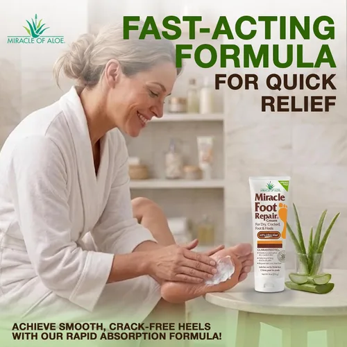Miniatura 7 de Miracle Foot Repair Cream, (1 onza/3 unidades) repara talones y pies secos agrietados, 60% ultraaloe puro hidrata, suaviza y repara
