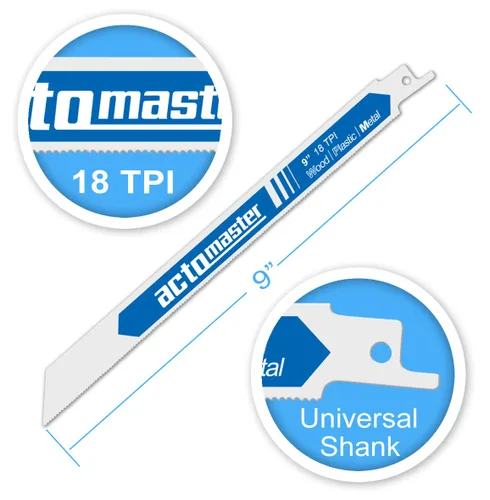 Miniatura 2 de Hojas de sierra recíproca bimetálicas para corte de metales pesados, paquete de 5 (9" - 18TPI)