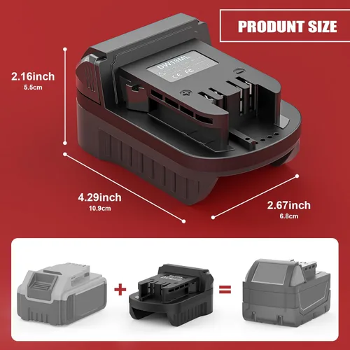 Miniatura 2 de aikeec Adaptador de batería compatible con De-Walt a compatible con Milwaukee, convertidor de batería de litio de 18 20 V para herramienta eléctrica