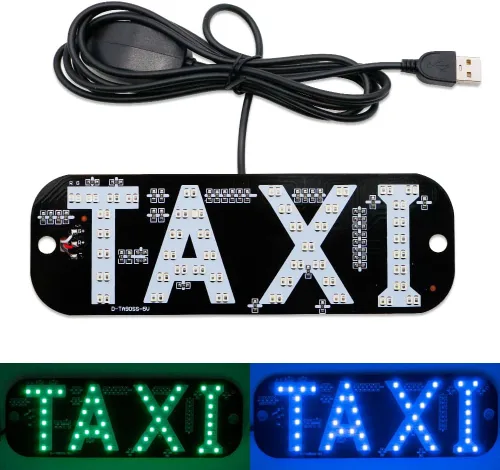 YSY - Letrero de taxi Juren, logotipo de luz LED de 2 colores, en la ventana del automóvil con inversor de cargador de automóvil de 6 V CC para
