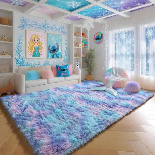 Miniatura 33 de PAGISOFE Alfombras esponjosas de dormitorio de 4 x 6 pies, color negro, alfombra moderna para sala de estar, alfombra lanuda para interiores