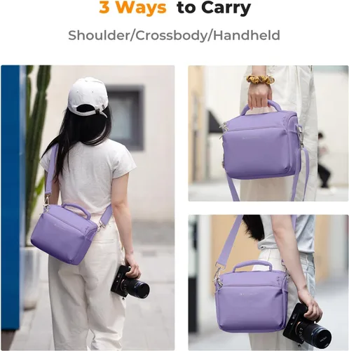 Miniatura 5 de K&F CONCEPT Bolso de bandolera para cámara pequeño estuche cruzado para cámara DSLR/SLR/Cute compacto Bolsos de hombro para fotografía