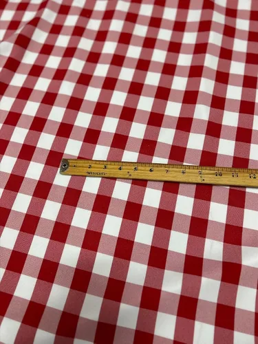 Miniatura 6 de Tela a cuadros de 5 yardas de 60 pulgadas de ancho, tela a cuadros de búfalo a cuadros, 100% poliéster, tela a cuadros blancos y rojos, perfecta