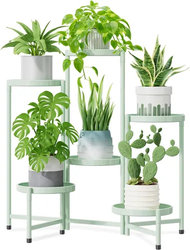 Miniatura 8 de iDavosic.ly Soporte grande para plantas de 6 niveles para interiores, 10 pulgadas de ancho de metal de esquina alta para múltiples plantas, estante