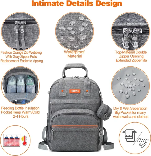 Miniatura 2 de Bolsa de pañales para mamá, hospital, bolsas de bebé para niñas y niños, mochila de viaje grande multifunción para computadora portátil, mochila