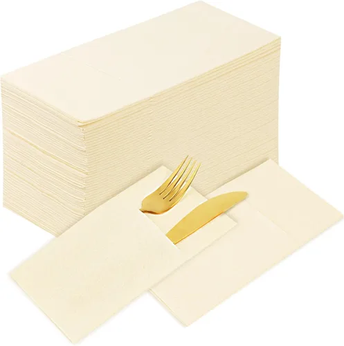 Miniatura 16 de KAMMAK Servilletas Desechables Verde Matcha con Bolsillo Tipo Tela Servilletas de Papel para Cena Paquete de 100 Plegadas Servilleta de Recepción