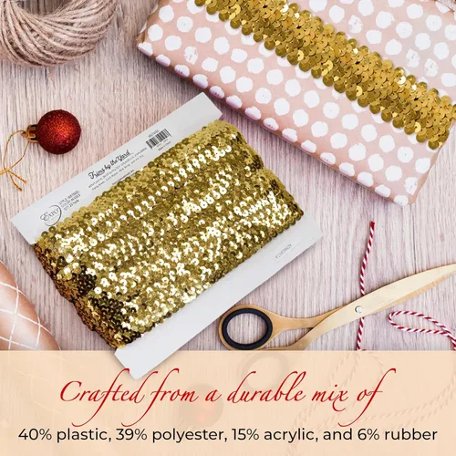 Miniatura 6 de Trims by the Yard Artesanía metálica elástica y versátil de 4 filas, ribete de lentejuelas duradero para disfraces, moda y decoración del hogar, 1