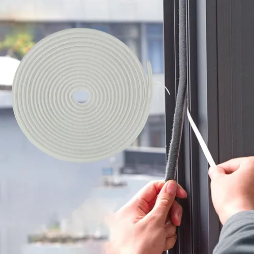 Miniatura 14 de Bruiefpap Burlete impermeable de 16.5 pies para puertas y ventanas, sello de puerta autoinsonorizante, aislamiento de puerta para correderas, Gris