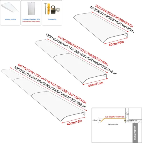 Miniatura 3 de Toldo para puerta delantera, toldo de ventana, toldo para puerta, toldo para patio al aire libre, cubierta de policarbonato transparente silencioso