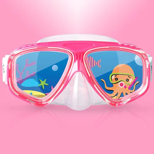 Miniatura 8 de Máscara de natación para niños, máscara panorámica de buceo infantil de 180° antivaho con cubierta nasal para nadar, bucear, esnórquel para niños