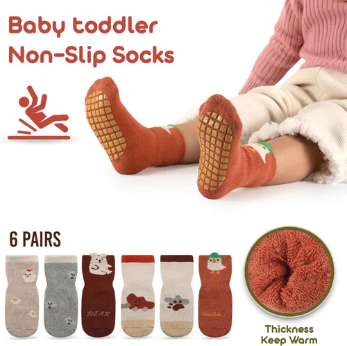 Miniatura 4 de Baby Socks with Grip 6 pairs Non anti Slip Thick Winter Warm cotton Infants