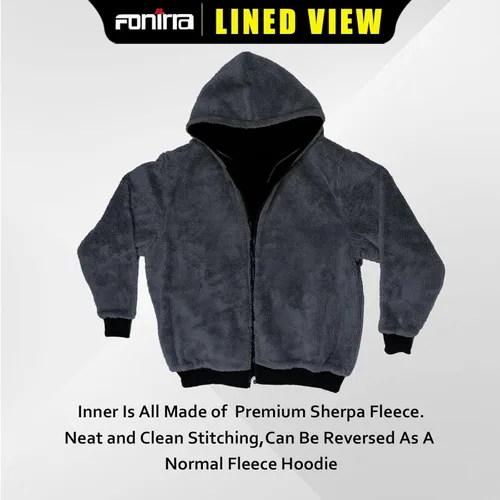 Miniatura 3 de FONIRRA - Sudadera masculina con capucha de alta visibilidad, con forro polar, seguridad ANSI clase 3, chaqueta de trabajo de parte inferior negra