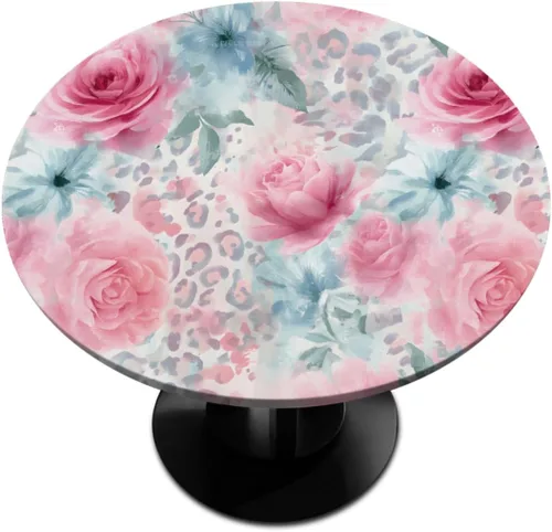 Miniatura 24 de Pardick - Mantel redondo de textura de mármol con borde elástico de mármol gris, pequeño mantel redondo, mantel circular lavable para decoración