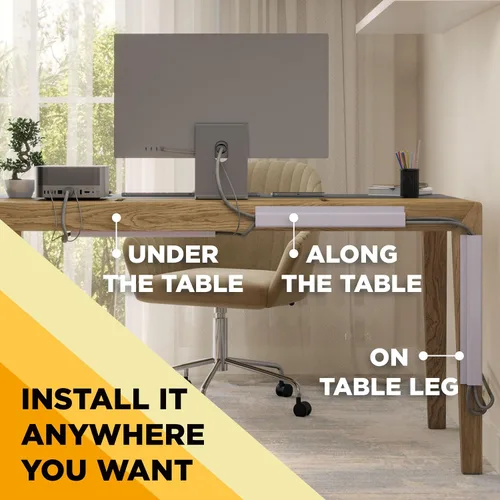 Miniatura 4 de Simple Cord - Paquete de 5 cables de canal J de 16 pulgadas para debajo del escritorio, organizador de cables adhesivo fácil de instalar