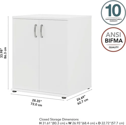 Miniatura 3 de Bush Business Furniture - Armario universal de almacenamiento de piso con puertas y estantes en blanco, unidad de almacenamiento vertical de oficina