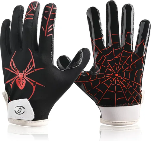 Miniatura 15 de Guantes de fútbol americano para niños, guantes receptores de fútbol americano juvenil, excelente agarre con silicona adhesiva, antideslizantes