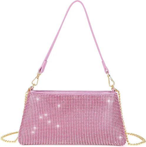 Miniatura 10 de Valleycomfy Bolso de Mano de Brillo para Noche para Mujeres Dama Niña Novia Bolso de Diamantes de Imitación para Baile de Graduación Cóctel Fiesta